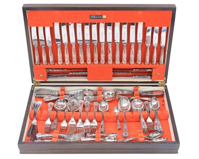 Lot 415 - A Webber and Hill 'Ancestor Plate' canteen of Kings Pattern cutlery.