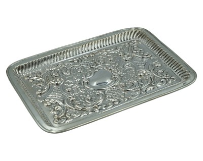 Lot 91 - A Victorian silver card tray by William Aitken.