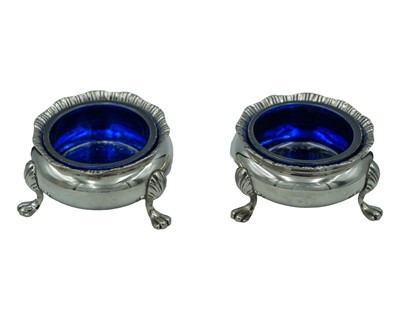 Lot 325 - A pair of silver salt cellars by T. H. Hazlewood & Co.