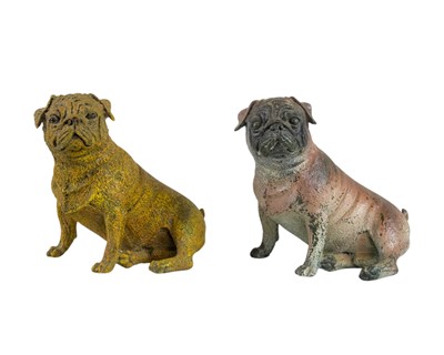 Lot 45 - A cold painted bronze figure of a pug dog.