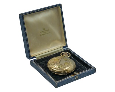 Lot 503 - ELGIN - A good American 14k tri-colour gold full hunter keyless wind lever pocket watch.