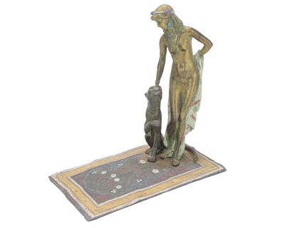 Lot 114 - A cold painted Bergmann style figure of a female nude with a panther.