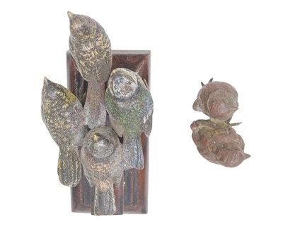 Lot 4 - An Austrian bronze group of two chicks.