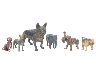 Lot 30 - A group of six cold painted animal figures.