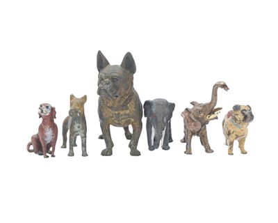 Lot 30 - A group of six cold painted animal figures.