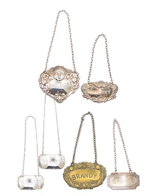 Lot 82 - A pair of silver decanter labels by Harrods Ltd.