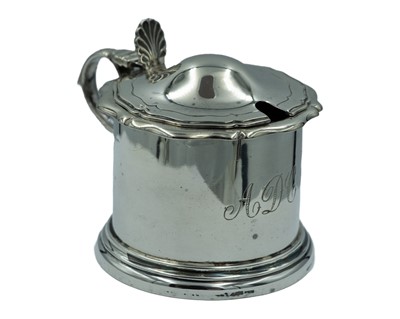 Lot 321 - A George V silver mustard pot by the Atkin Brothers.