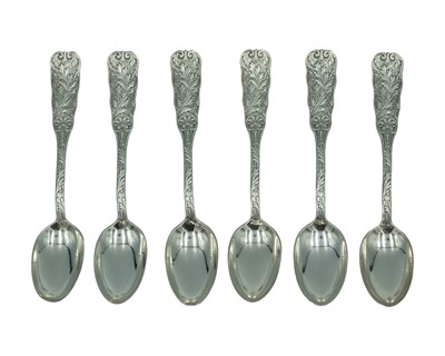Lot 126 - A set of six sterling silver teaspoons.