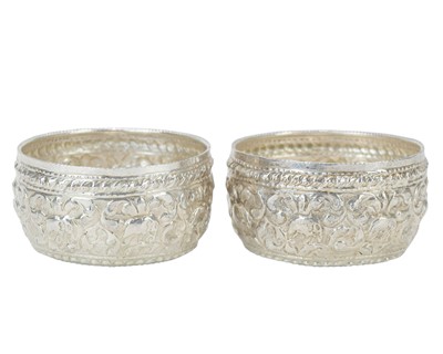 Lot 380 - A pair of small silver bowls or salts.