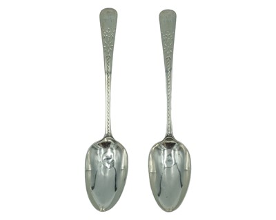 Lot 264 - A pair of William IV silver tablespoons by Richard Ferris.