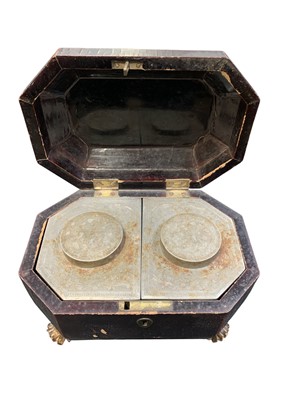 Lot 323 - A Chinese export lacquer tea caddy.