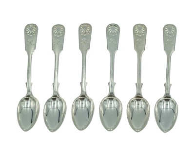 Lot 276 - A set of six Victorian silver teaspoons by Hamilton & Inches.