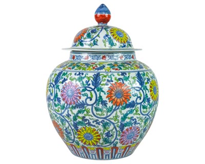 Lot 343 - A Chinese polychrome jar and cover.