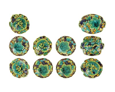 Lot 724 - A set of Samuel Alcock moulded dessert plates.