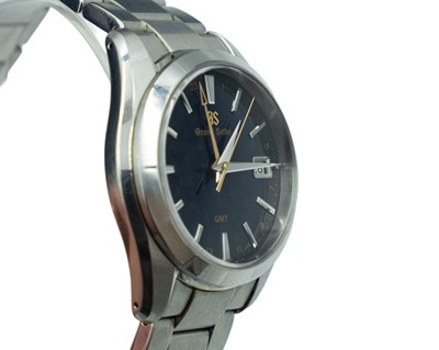Lot 636 - GRAND SEIKO - A Heritage GMT Quartz Watch 50th Anniversary stainless steel gentleman's bracelet wristwatch.