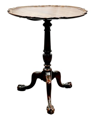 Lot 841 - A Gerogian style piecrust mahogany wine table.