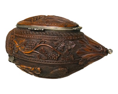 Lot 741 - A charming coquilla nut bugbear snuff box.