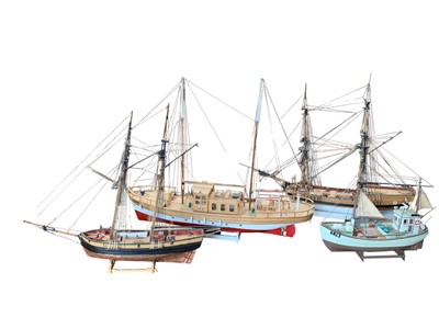 Lot 256 - Four hand built model boats.