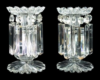 Lot 538 - A pair of cut glass table lustres.