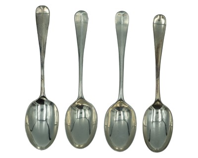 Lot 186 - A pair of silver Hanoverian-pattern teaspoons by Hawksworth, Eyre & Co Ltd.