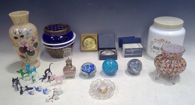 Lot 78 - Glass Paperweights, Vases, Animals and a...
