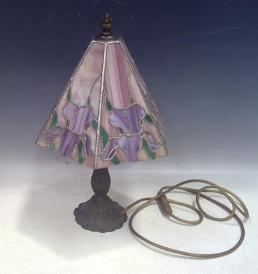 Lot 24 - A Glass Tiffany Style Lamp Shade and a Metal...