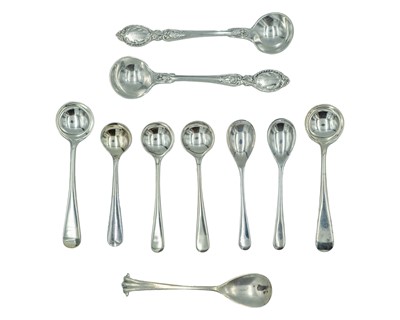 Lot 173 - A selection of silver mustard spoons.