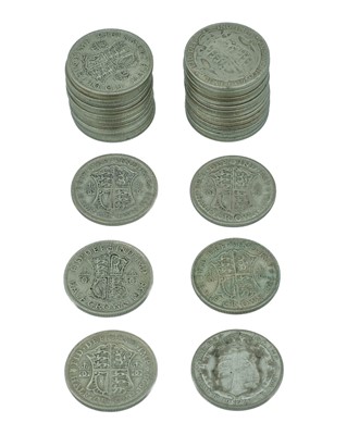 Lot 28 - GB - A collection of George V & VI pre-1947 .500 silver half crown coins.