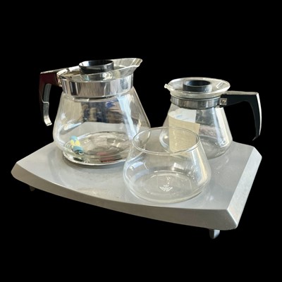 Lot 57 - A Pyrex coffee and tea set, a large low jug,...