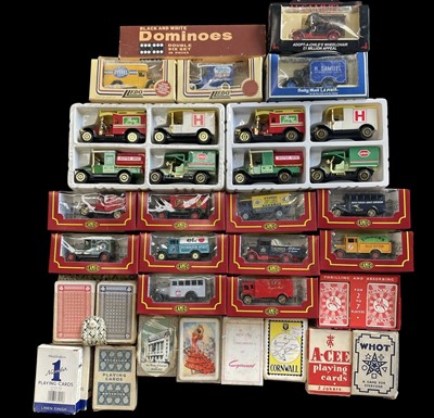 Lot 56 - A selection of model cars, playing cards and a...