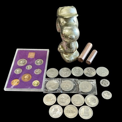 Lot 75 - A silver-plated Snoopy money box and a...