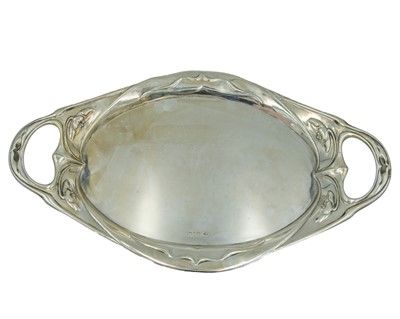 Lot 363 - An Art Nouveau silver tray by Sibray, Hall & Co Ltd.