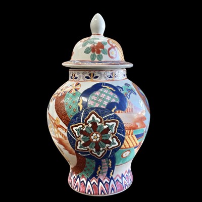 Lot 54 - A vintage Japanese Imari porcelain temple jar...