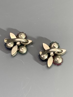 Lot 2434 - A pair of 1950's paste set clip-on earrings