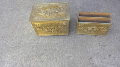 Lot 46 - A Brass Coal Box and a Brass Covered Magazine...