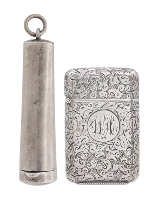 Lot 302 - A Victorian amber and 9k gold-mounted cheroot holder in a silver case.