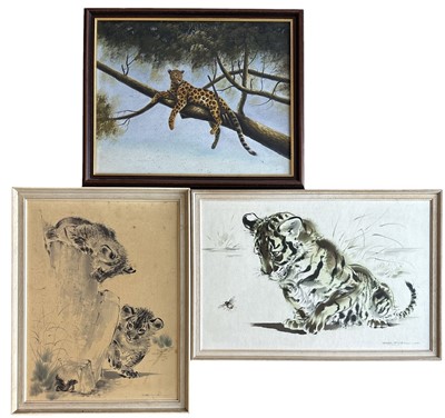 Lot 85 - Two Ralph Thompson tiger cub prints on board,...