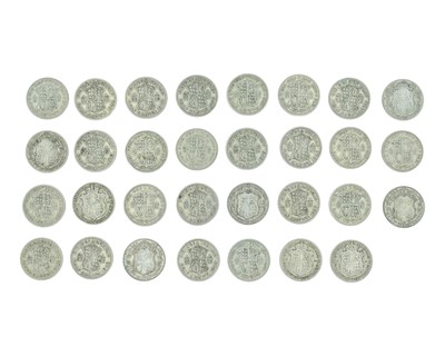 Lot 64 - GB - A collection of George V & VI pre-1947 .500 silver half crown coins.