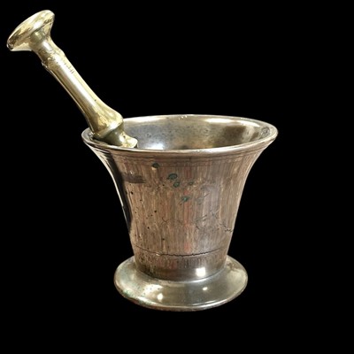 Lot 43 - An antique bronze apothecary mortar and a...