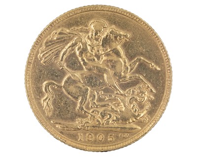 Lot 41 - GB - An Edward VII 1905 full sovereign gold coin.