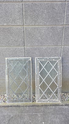 Lot 96 - A Pair of Leaded Glass Widow Panes, 57cm by 33cm.