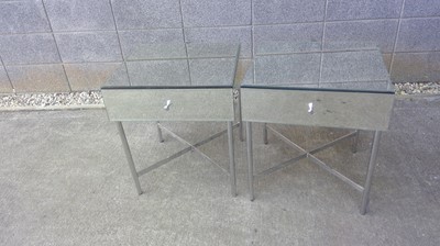 Lot 35 - Two Mirror Bedside Tables. 58cm tall, 47cm...