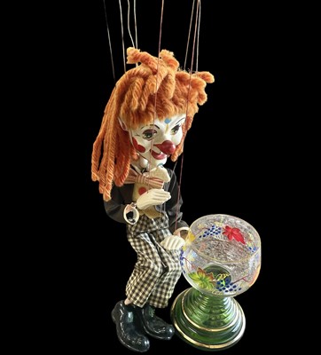 Lot 102 - A vintage clown puppet, 35cm tall and a...