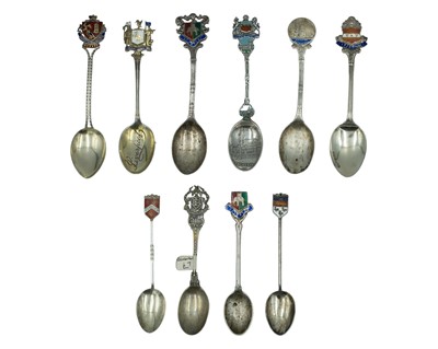 Lot 227 - A selection of silver souvenir spoons.