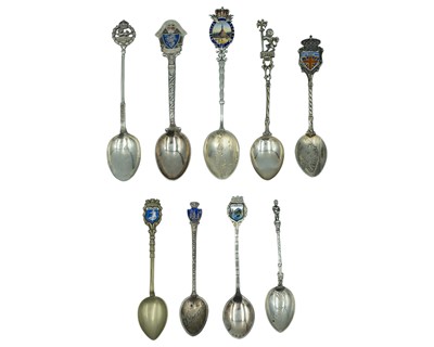 Lot 206 - A selection of silver souvenir spoons.