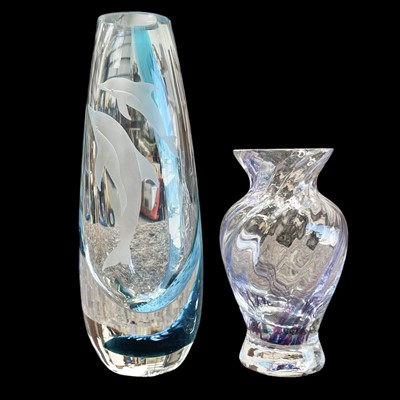 Lot 117 - A Caithness bud vase, with etched dolphins and...