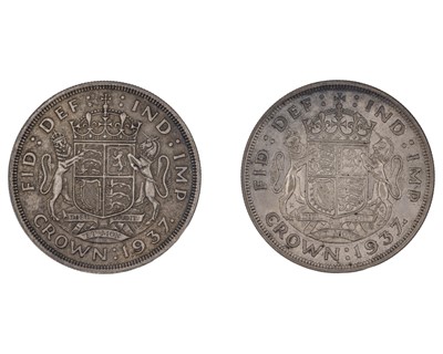 Lot 45 - GB - two George VI 1937 .500 silver crown coins.