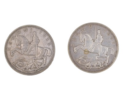 Lot 44 - GB - two George V 1935 'rocking horse' .500 silver crown coins.