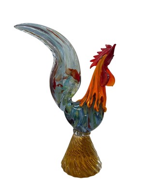 Lot 17 - A heavy Murano glass cockerel, height 38.5.