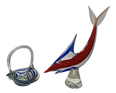 Lot 18 - A heavy Murano Sommerso glass swordfish,...